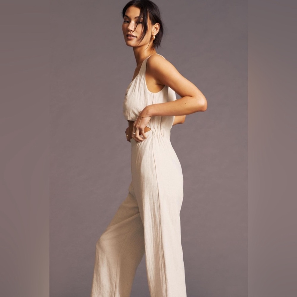 Lost + Wander Coastal Dream Jumpsuit from Anthropologie, cutout, size small
